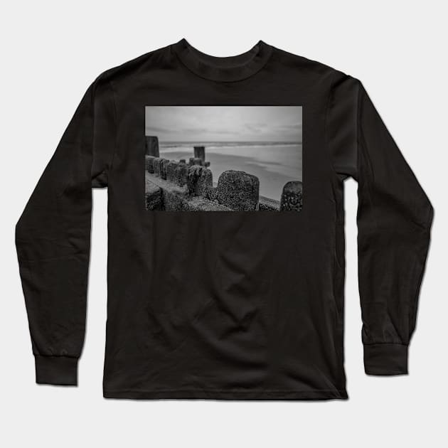 Close up of wooden sea defences protecting against coastal erosion Long Sleeve T-Shirt by yackers1